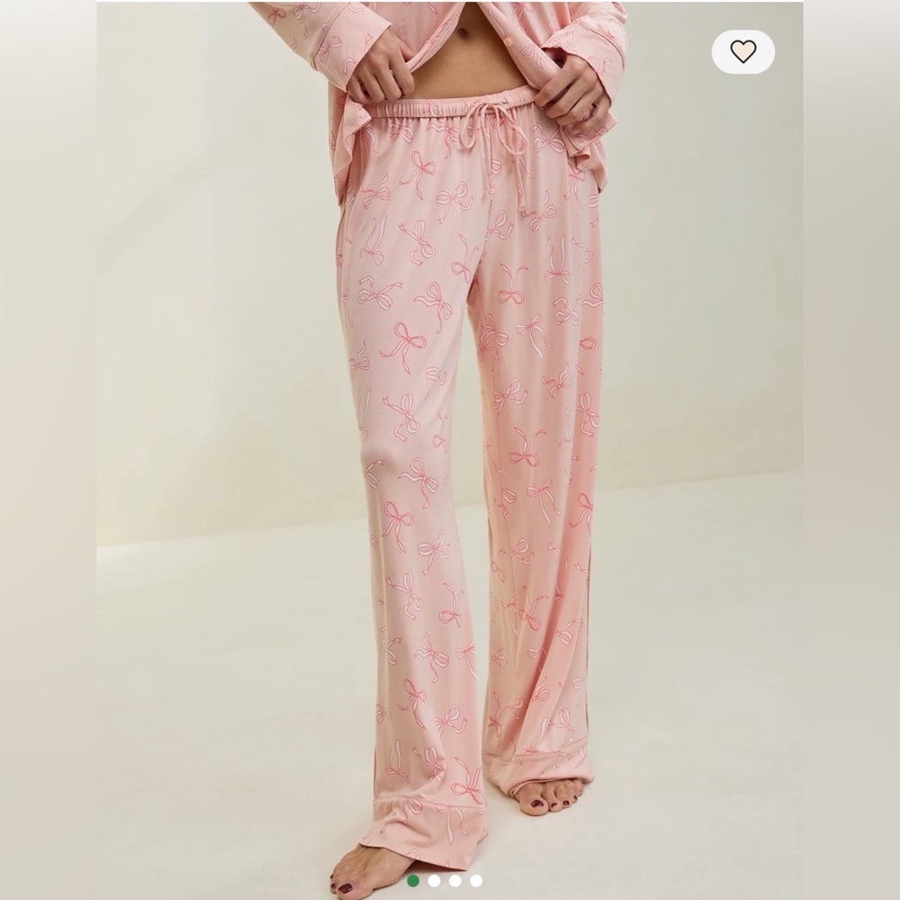 Aerie Pink Bow Print Women's Pajama Set